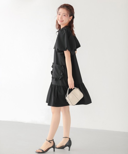 「Fit more」 半袖ワンピース FREE ブラック レディース_画像8