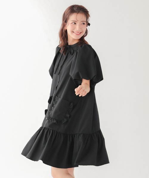 「Fit more」 半袖ワンピース FREE ブラック レディース_画像9