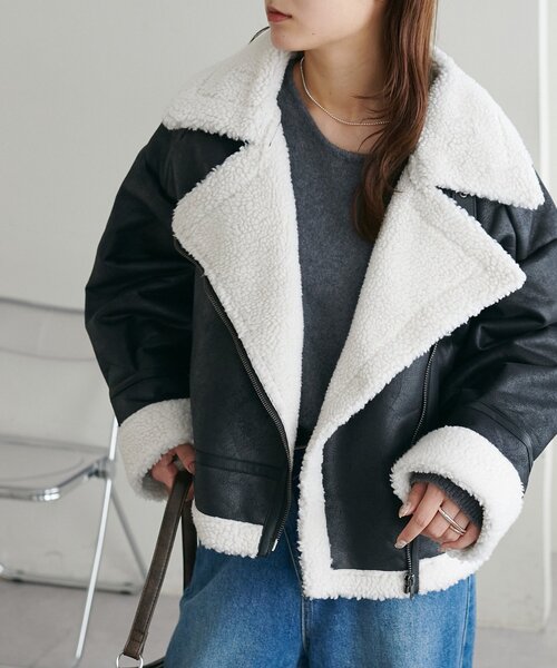 ★あーちゃそ。★ディスコートレザージャケット【ブラック】 Discoat コート アウター 「WEB限定」フェイクレザージャケット