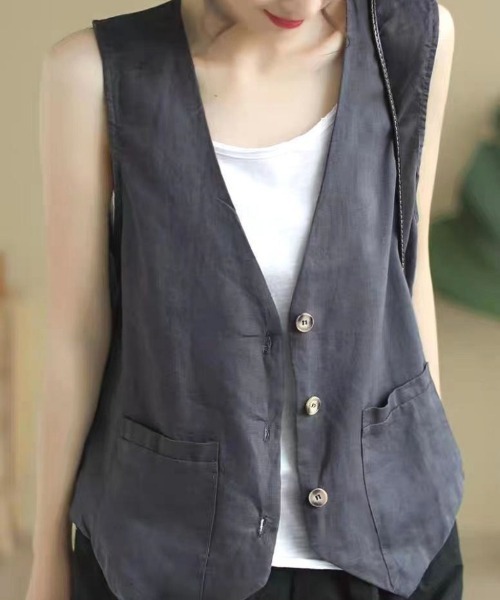 「BLANC FICELLE」 ベスト L ナチュラル レディース_画像5