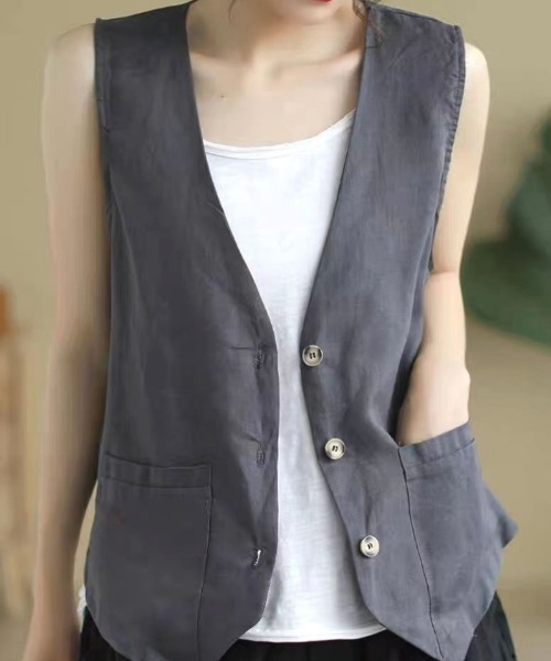 「BLANC FICELLE」 ベスト L ナチュラル レディース_画像6