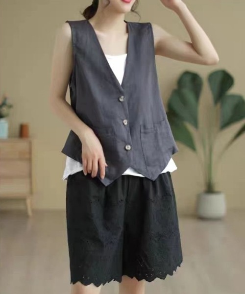 「BLANC FICELLE」 ベスト L ナチュラル レディース_画像7