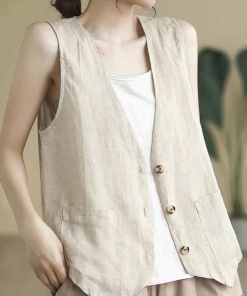 「BLANC FICELLE」 ベスト L ナチュラル レディース_画像9