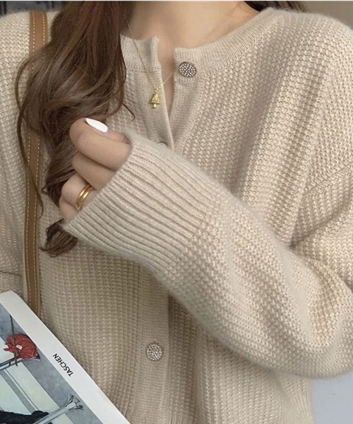 Sally Lunn カーディガン ボタンリブニットカーディガン レディース