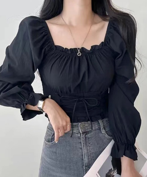 「Riff」 長袖ブラウス FREE ブラック レディース_画像8