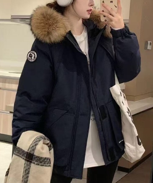 DIAVEL ブルゾン アウター 「25秋冬新作」ファーフード中綿パーカー