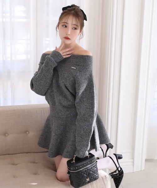 one after another NICE CLAUP セットアップ オフショルニット