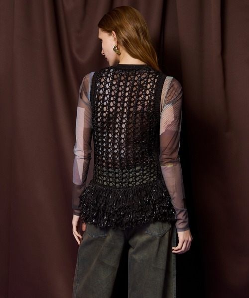 【新作】MAISON SPECIAL フリンジメッシュベスト メゾンスペシャル MAISON SPECIAL（メゾンスペシャル） ベスト ジレ Fringe Mesh Vest