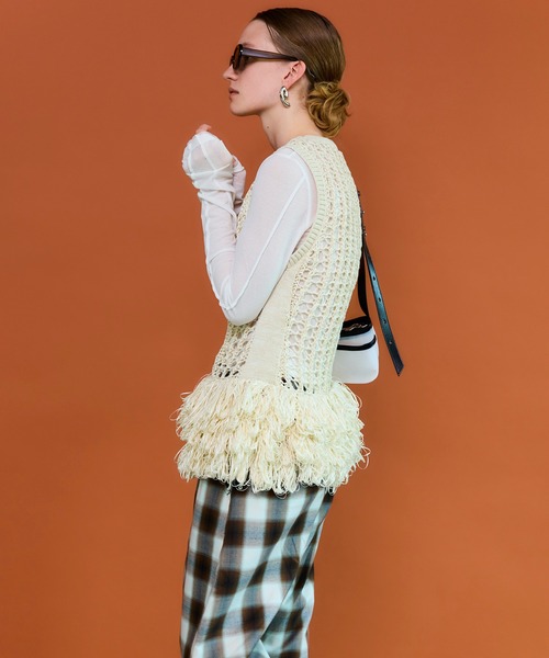【新作】MAISON SPECIAL フリンジメッシュベスト メゾンスペシャル MAISON SPECIAL（メゾンスペシャル） ベスト ジレ Fringe Mesh Vest
