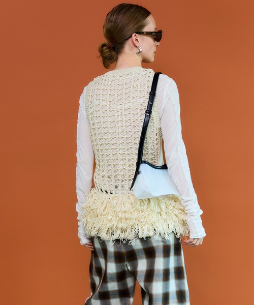MAISON SPECIAL（メゾンスペシャル） ベスト ジレ Fringe Mesh Vest
