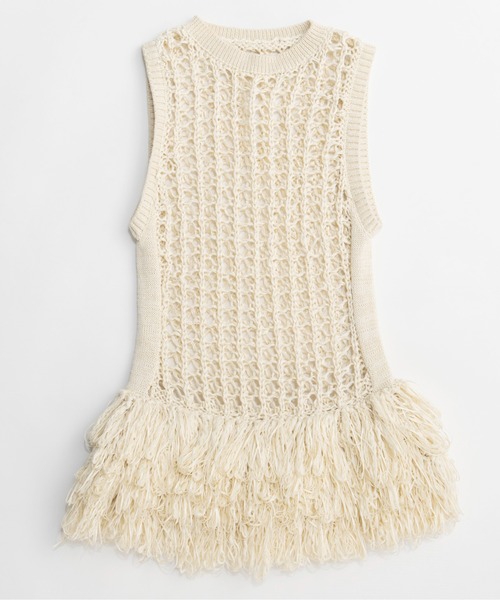 MAISON SPECIAL（メゾンスペシャル） ベスト ジレ Fringe Mesh Vest