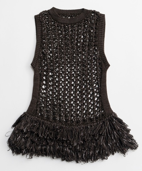 MAISON SPECIAL（メゾンスペシャル） ベスト ジレ Fringe Mesh Vest