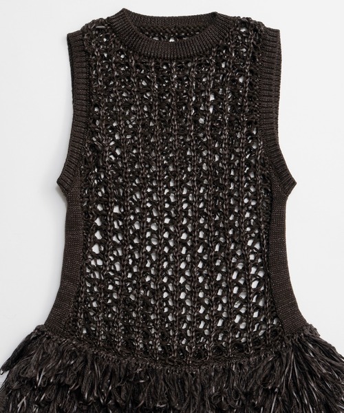 MAISON SPECIAL（メゾンスペシャル） ベスト ジレ Fringe Mesh Vest