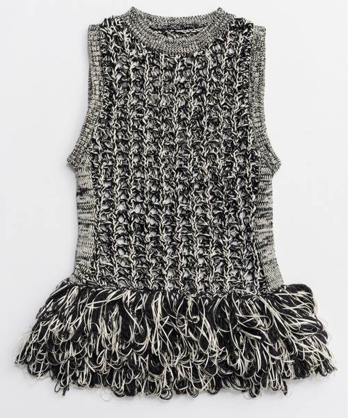 MAISON SPECIAL（メゾンスペシャル） ベスト ジレ Fringe Mesh Vest