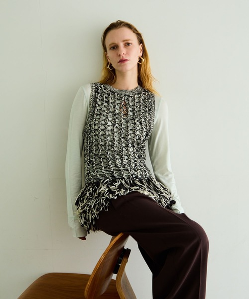 MAISON SPECIAL（メゾンスペシャル） ベスト ジレ Fringe Mesh Vest