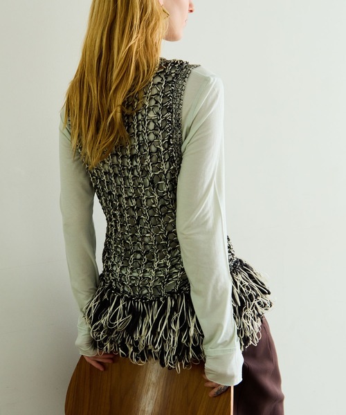 MAISON SPECIAL（メゾンスペシャル） ベスト ジレ Fringe Mesh Vest