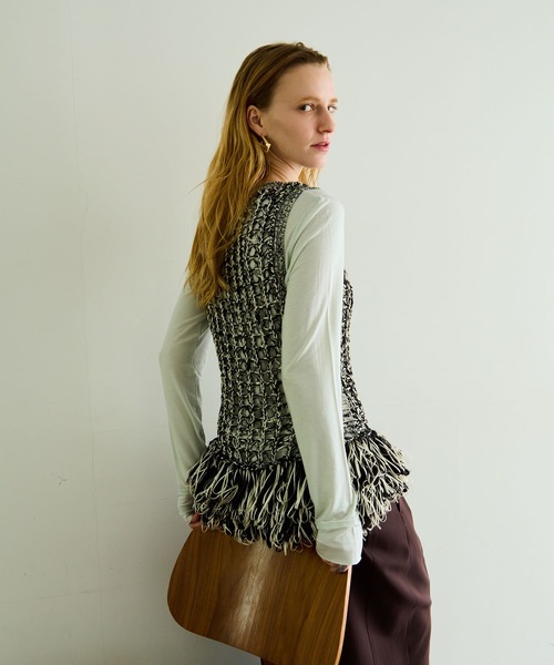 MAISON SPECIAL（メゾンスペシャル） ベスト ジレ Fringe Mesh Vest