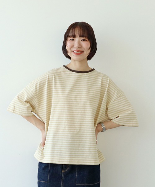 バレエ バイ バックラッシュ ボーダーカットソー Tシャツ 長袖 ベージュ ISAMUKATAYAMA BACKLASH - ISAMU KATAYAMA BACKLASH イサムカタヤマ