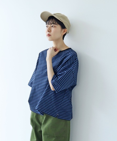 PAR ICI（パーリッシィ） tシャツ ボーダー配色バインダー 5分袖BIG T