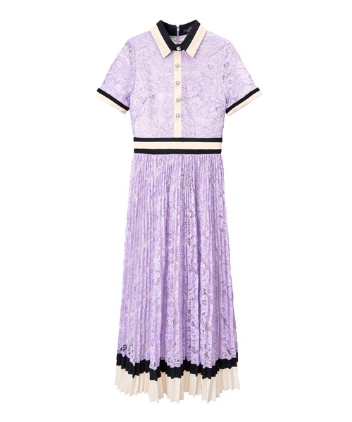 EmiriaWiz レースプリーツワンピース 半袖 パープル S emiriawiz（エミリアウィズ） 半袖ワンピース MEDIUM パープル