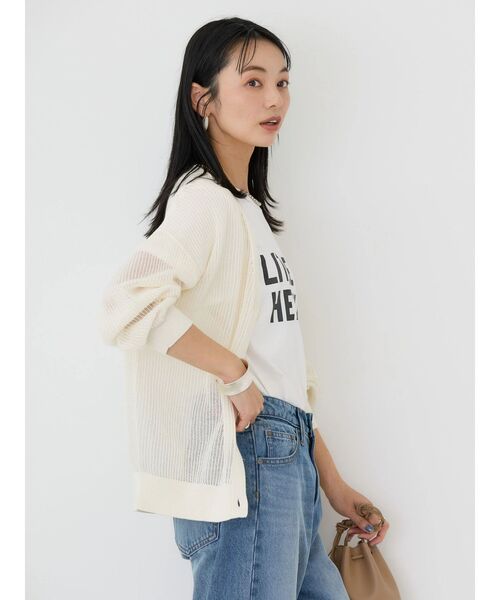 「AMERICAN HOLIC」 ニットカーディガン L オフホワイト レディース_画像3