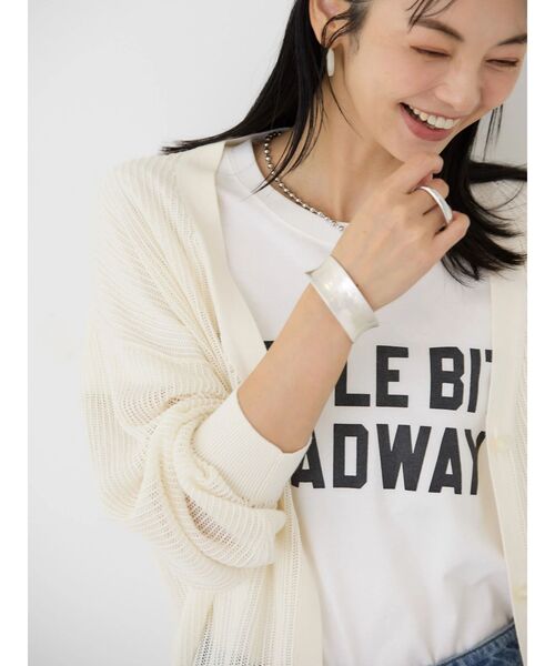 「AMERICAN HOLIC」 ニットカーディガン L オフホワイト レディース_画像5