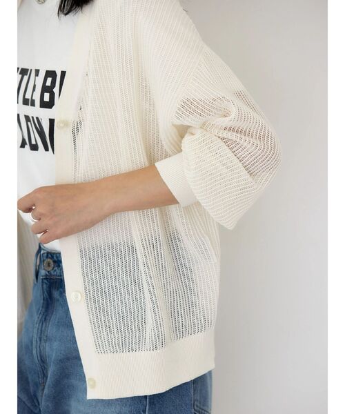 「AMERICAN HOLIC」 ニットカーディガン L オフホワイト レディース_画像6