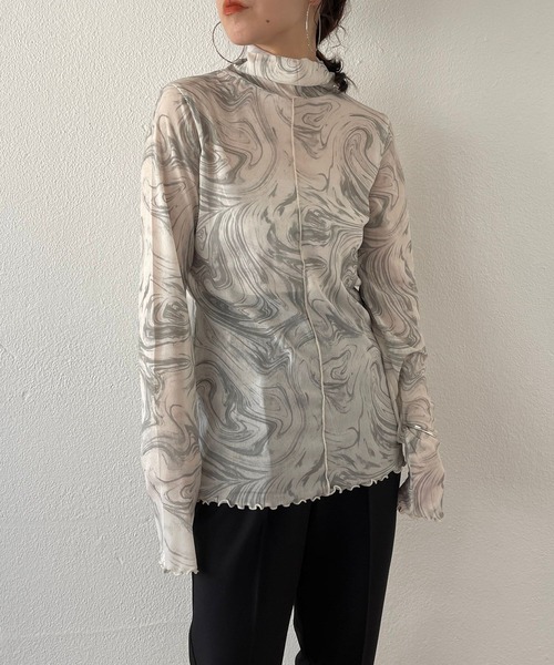 「wee9s」 長袖シャツ FREE チャコールグレー レディース_画像2