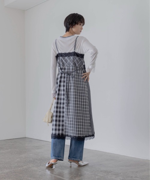 Eimee Law（エイミーロウ） ワンピース 小花刺繍チェックパッチワーク