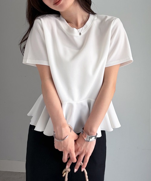 RANAN（ラナン） tシャツ 異素材切替ペプラムTシャツ「接触冷感・UV