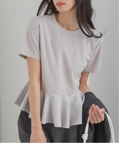 RANAN（ラナン） tシャツ 異素材切替ペプラムTシャツ「接触冷感・UV