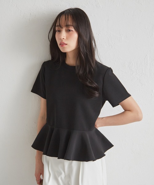 RANAN（ラナン） tシャツ 異素材切替ペプラムTシャツ「接触冷感・UV
