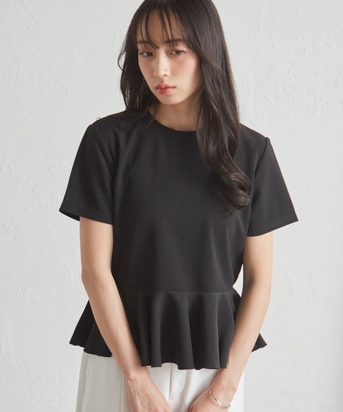RANAN（ラナン） tシャツ 異素材切替ペプラムTシャツ「接触冷感・UV