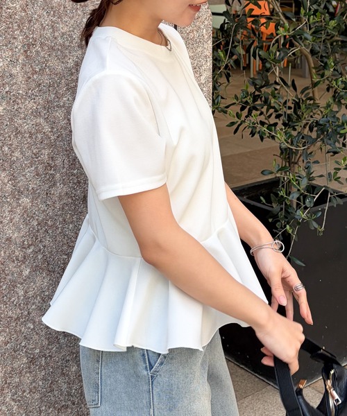 RANAN（ラナン） tシャツ 異素材切替ペプラムTシャツ「接触冷感・UV