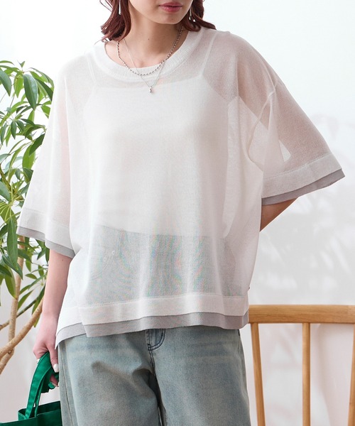 MONO-MART（モノマート） tシャツ 半袖 クールシアー フェイク