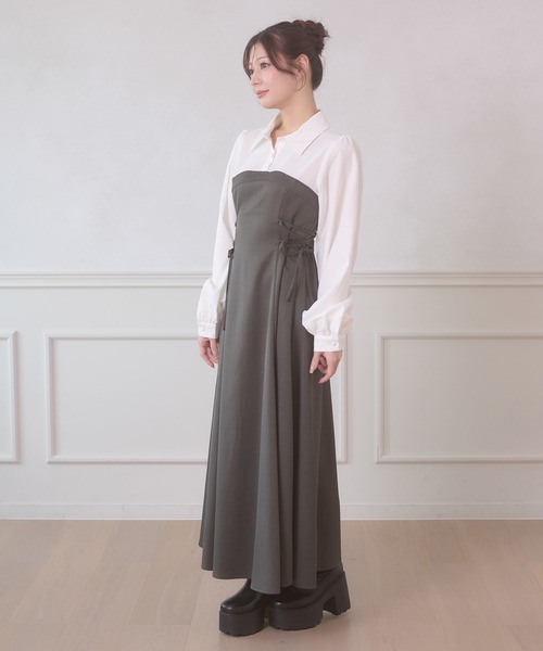 「Ambre Neige」 長袖ワンピース FREE ボルドー レディース_画像7