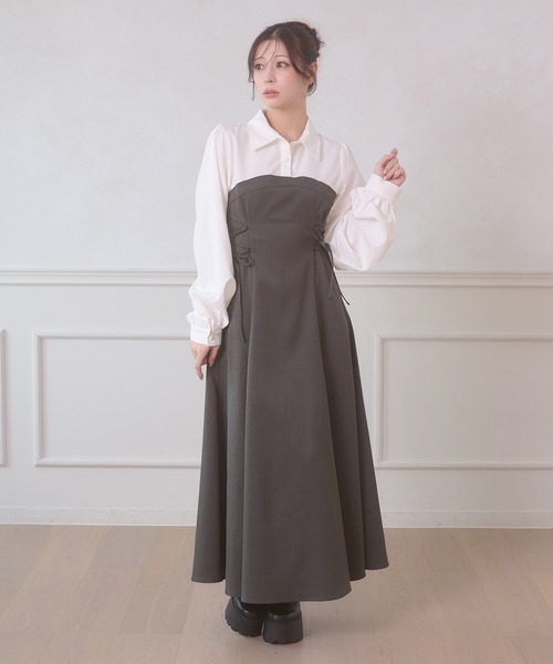 「Ambre Neige」 長袖ワンピース FREE ボルドー レディース_画像8