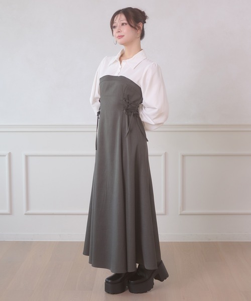 「Ambre Neige」 長袖ワンピース FREE ボルドー レディース_画像9