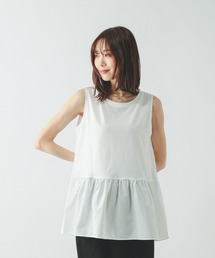 L.G.B. ブラック タンクトップ　切りっぱなし LGB / MOMONGA/TK ドレープタンクトップ 1 ブラックxシルバー O-24-09