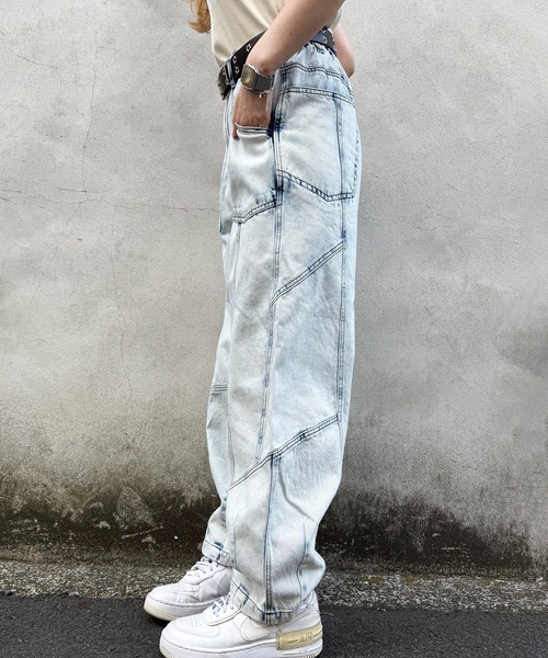 ジ*ン様 Eminem シルバー デニムパンツ 生デニム DOUBLE NAME（ダブルネーム） ジーンズ デニム デニムパンツ USED