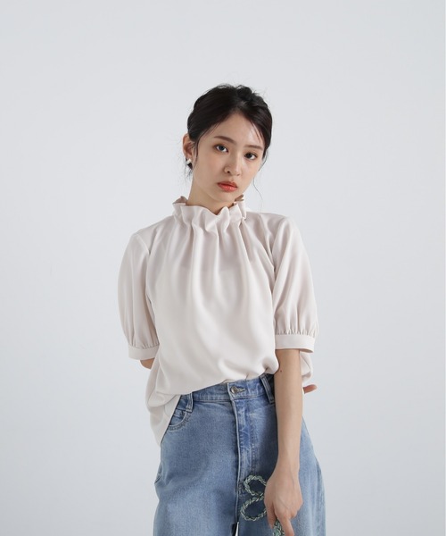 「N.(N. Natural Beauty Basic)」 半袖ブラウス MEDIUM グレー レディース_画像3