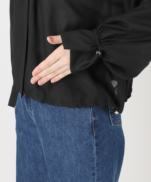 ブルゾン アウター 手洗い可 / 接触冷感 / シアーボイルZIP-UPクロップブルゾン レディースの画像