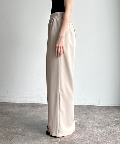 ワイドパンツ パンツ 接触冷感ピンタックワイドパンツ レディースの画像