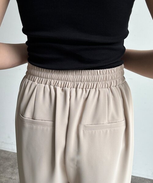 ワイドパンツ パンツ 接触冷感ピンタックワイドパンツ レディースの画像