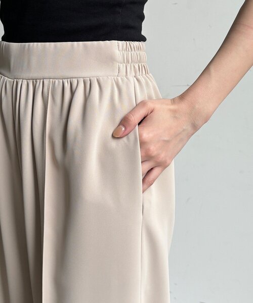ワイドパンツ パンツ 接触冷感ピンタックワイドパンツ レディースの画像