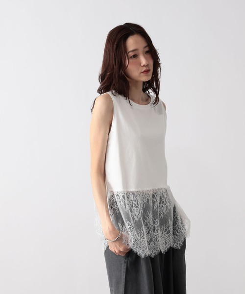 crewre マルチウェイレイヤードタンクトップ 　ブラック　size2 3way mesh/cotton combination layered tank top(2枚セット) / 3ウェイ
