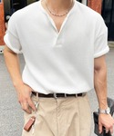 ヘンリーネック tシャツ 「NOWLE」凹凸ワ...の詳細画像5