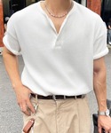 ヘンリーネック tシャツ 「NOWLE」凹凸ワ...の詳細画像2