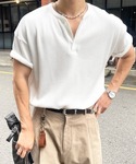 ヘンリーネック tシャツ 「NOWLE」凹凸ワ...の詳細画像3