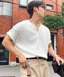 ヘンリーネック tシャツ 「NOWLE」凹凸ワ...の詳細画像1